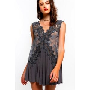 NEW POL Gray Charcoal Lace Dress